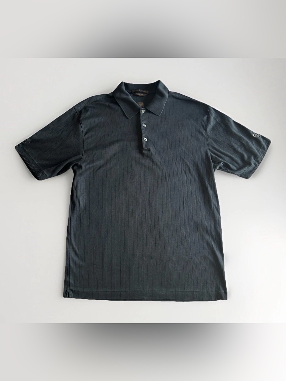 Vintage Nike Tiger Woods Golf  Polo Shirt Men's M Striped Logo Navy